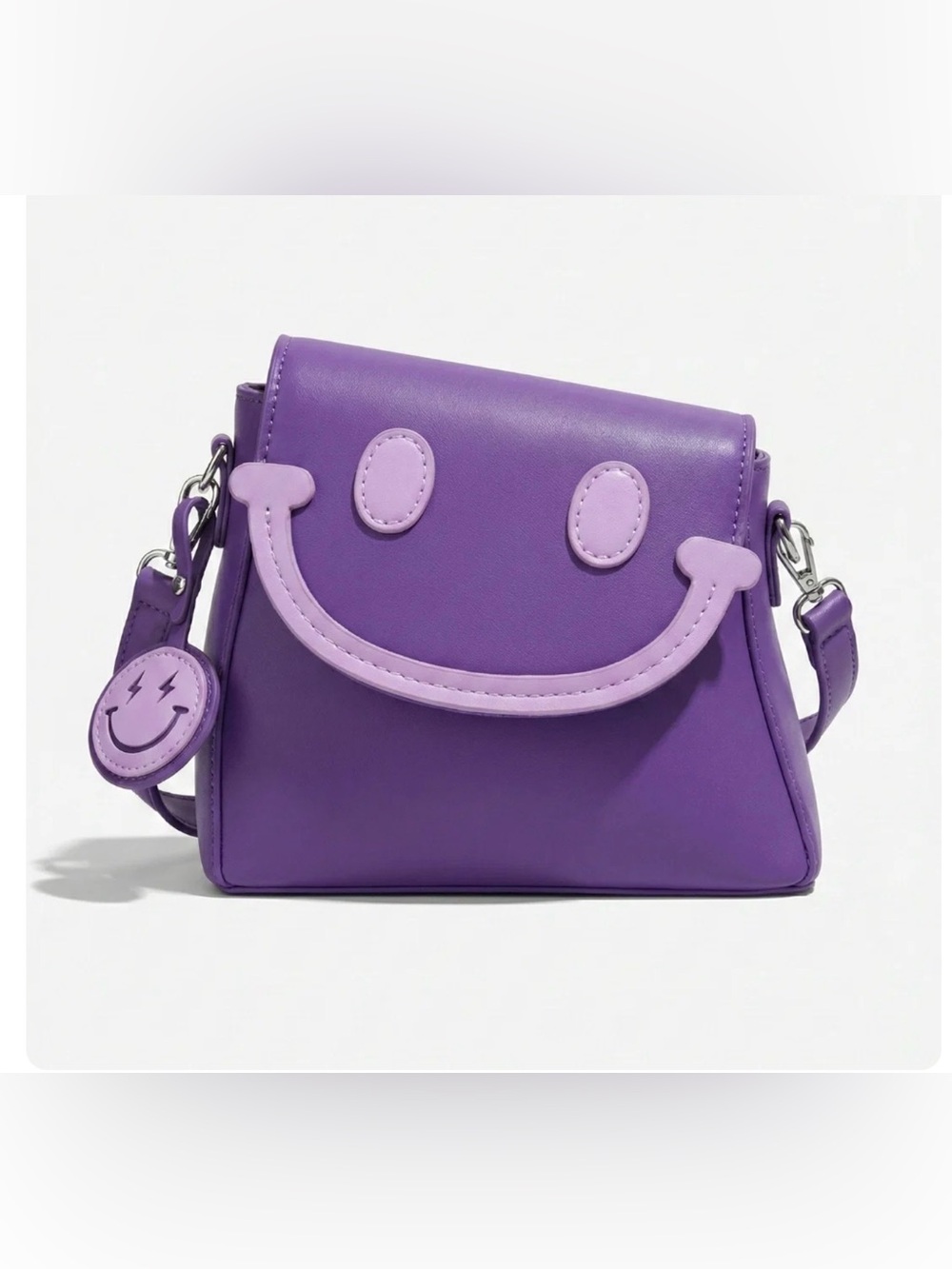 Purple Smiley Crossbody Bag - Hoodies for Heroes